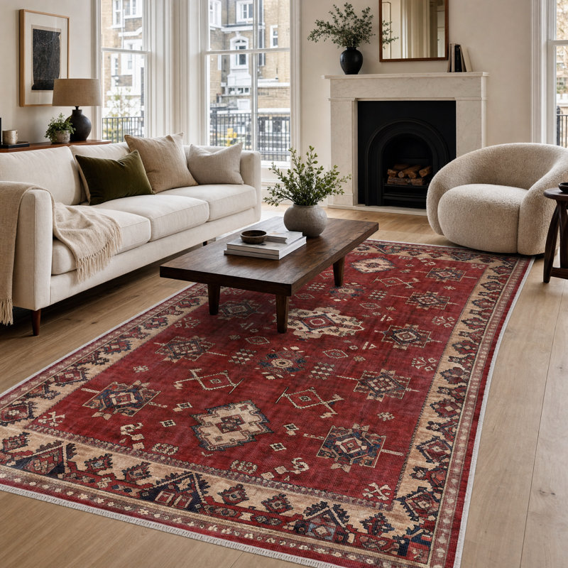 Vintage Look Cotton and Chenille Flatweave Area Rug, 155 x 230 cm