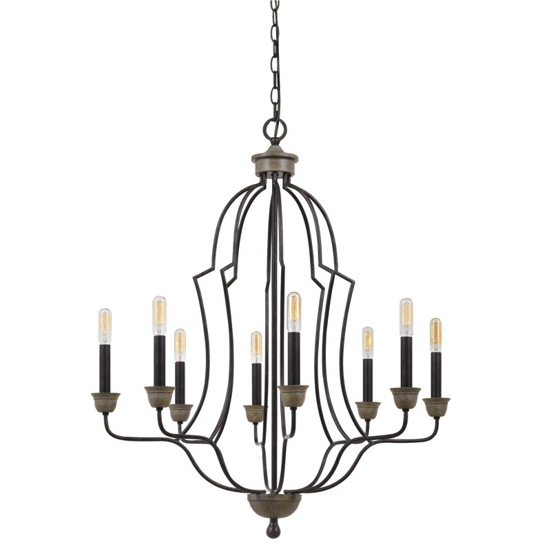 Lustre 8 lumières en métal 60W avec structure tubulaire
