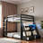 Bunk Bed With App-controlled Led Lights, Charging Hub, Storage Shelves And 2 Drawers-818192654-818192655