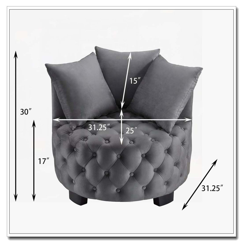 Chaise pivotante capitonnée et capitonnée, Gris foncé