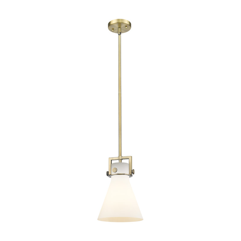 Luminaire suspendu avec tige 30 po Coterie, Laiton brossé, Blanc mat, H 11,38 po x l 8 po x P 8 po