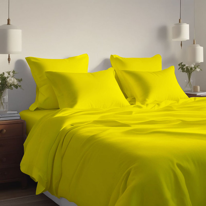 Hotel Luxurious Bamboo Blend Deep Pockets Breathable Cooling Bed Sheet Set 2000 Series, Queen Sheet Set + 4 Pillowcases