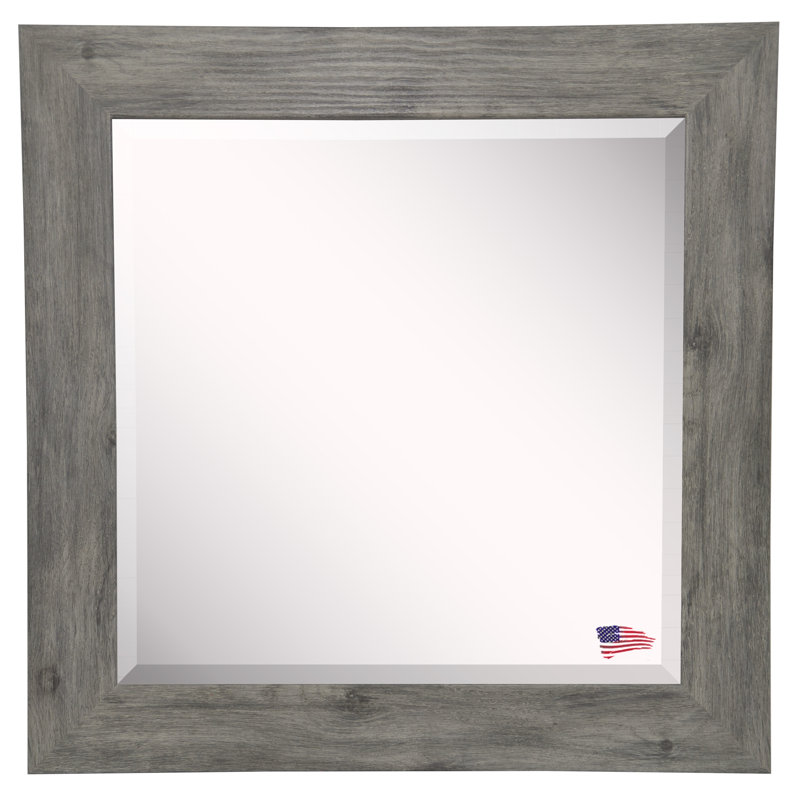 Euin Wood Wall Mirror, 35.5" H x 35.5" W, Gray