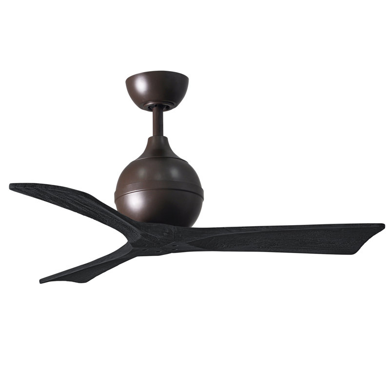 60" Irene Paddle 3 Blade Ceiling Fan, 42", Textured Bronze, Matte Black
