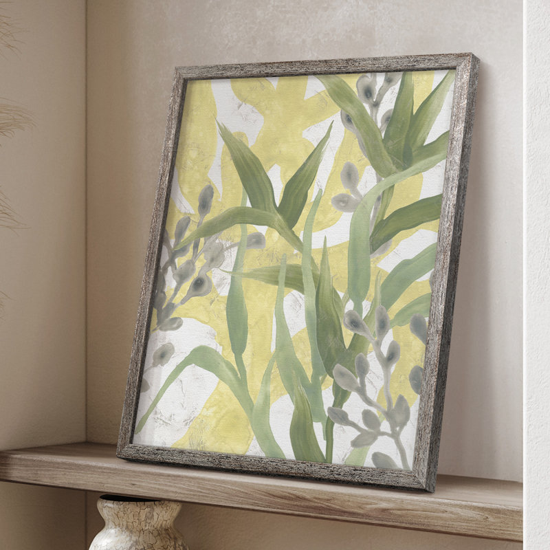 Sea Grass Fresco III, reproduction encadrée - bois massif, H 11 po x l 9 po