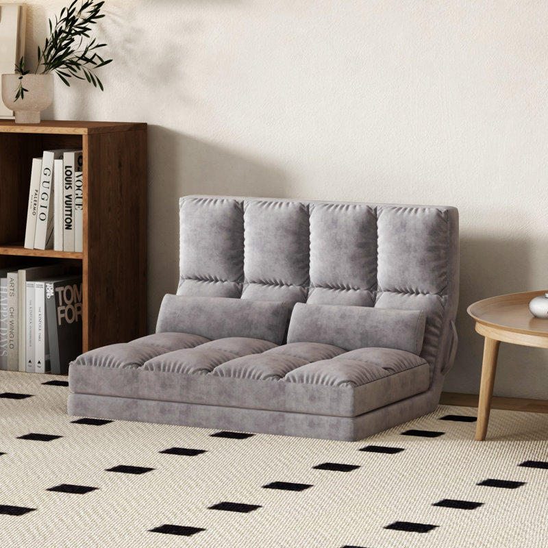 Fauteuil convertible, Tissu gris foncé,  H 23,5 po x l 40,25 po x P 28,75 po