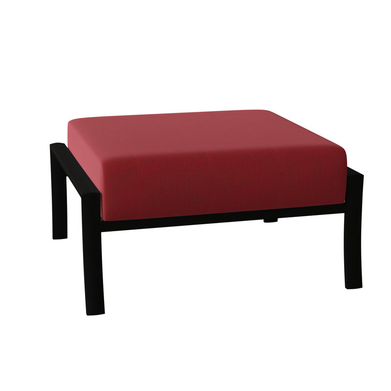 Fremont Outdoor Ottoman, Denver Scarlett Sunbrella®, Textured Black