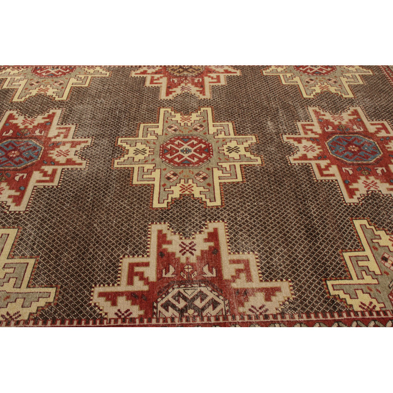 Distressed Homage Hand Knotted Wool Geometric Area Rug, Rectangle 15' x 24'