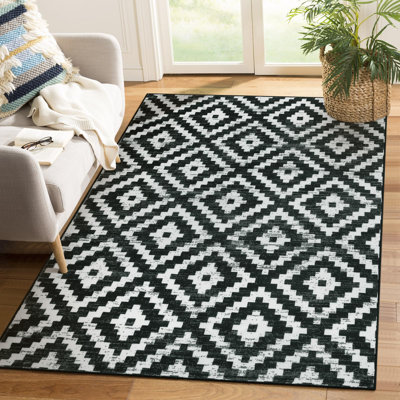 Tapis géométrique lavable à la machine Mallku, parfait pour le salon, la salle à manger ou la chambre à coucher