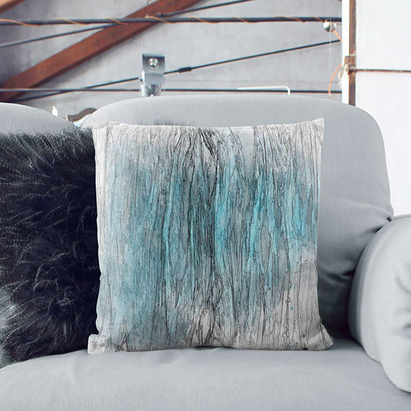 Edges of the Sea in Abstract Cushion with Filling, Stone, 40cm H x 40cm W x 15cm D