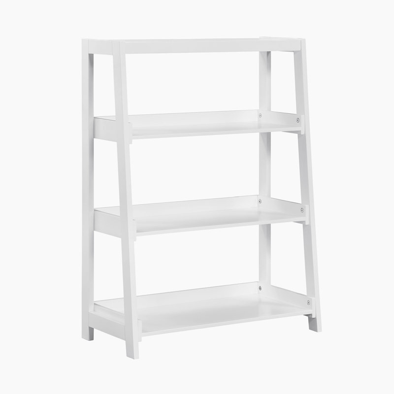Estrela 30" Transitional Wood Bookcase with Three Fixed Shelves, Solid Wood Construction & Compact Vertical Design, White