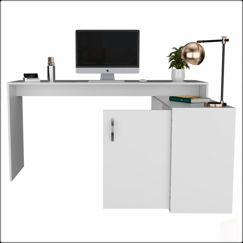 Bureau d'ordinateur en L Axis avec rangement ouvert et fermé, parfait pour le bureau à domicile et un espace de travail efficace