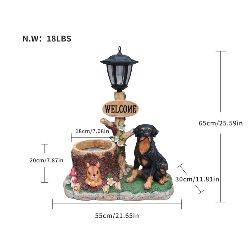 Statue jardinière Rottweiler