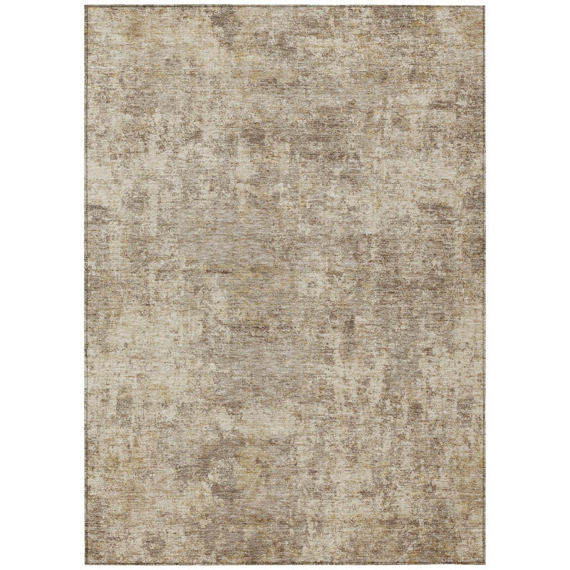 Tapis extérieur lavable abstrait taupe et beige 5 pi x 8 pi