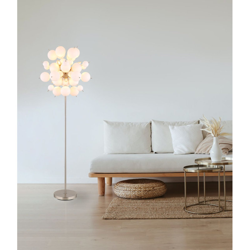 155cm Novelty Floor Lamp, Nickel, Opal