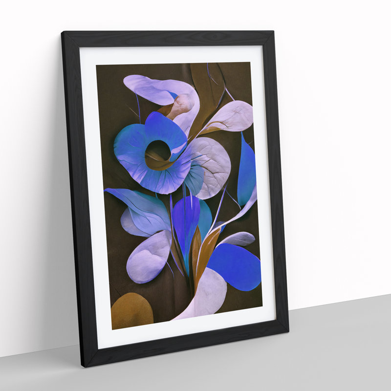 Floral In Abstract No.1 - Single Picture Frame Print, 64cm H x 46cm W, Black