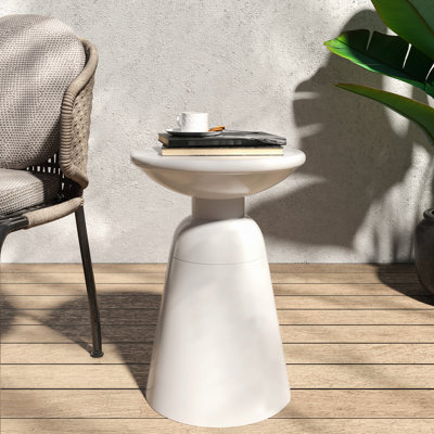 Grande table de bout moderne en fer 15 x 15 x 20,56 po, blanche, stable et sans assemblage, 15,03 po x 15,03 po x 20,56 po