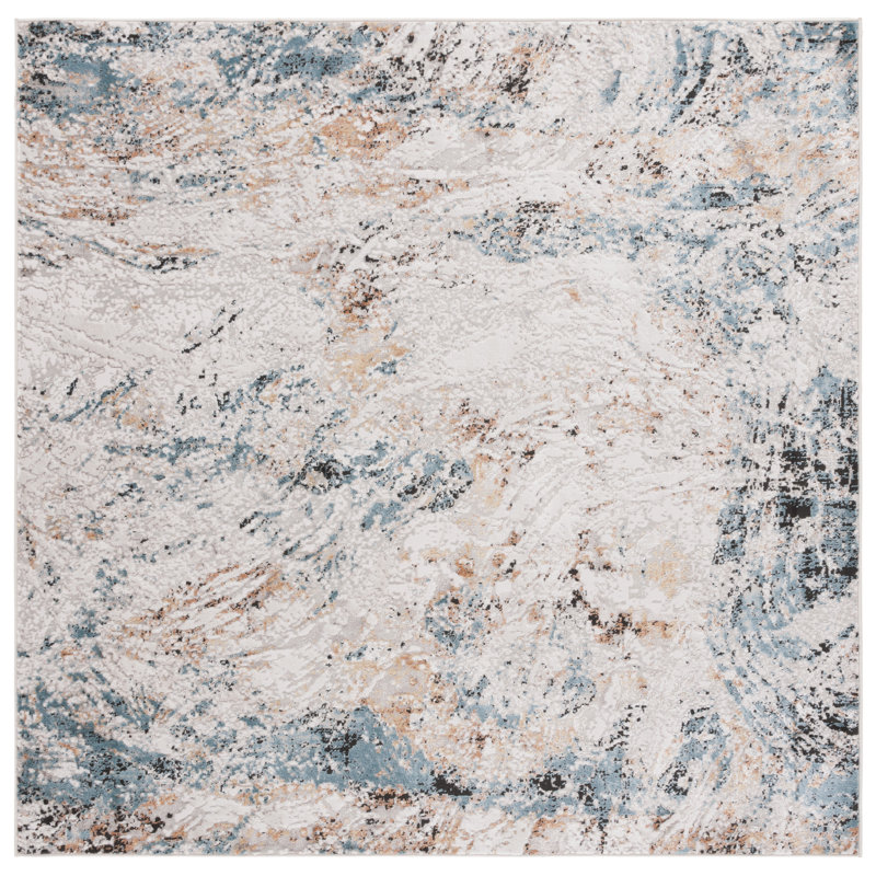 Kellee Performance Abstract Rug, Square 6'7"