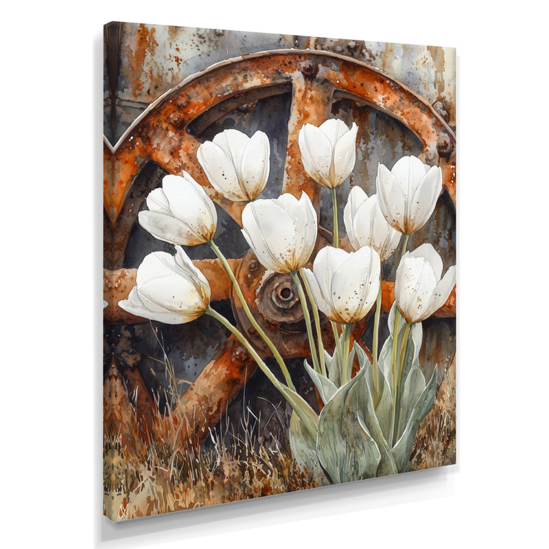 Balictar - art mural floral, Toile tendue, Ne s’applique pas, H 32 po x l 24 po