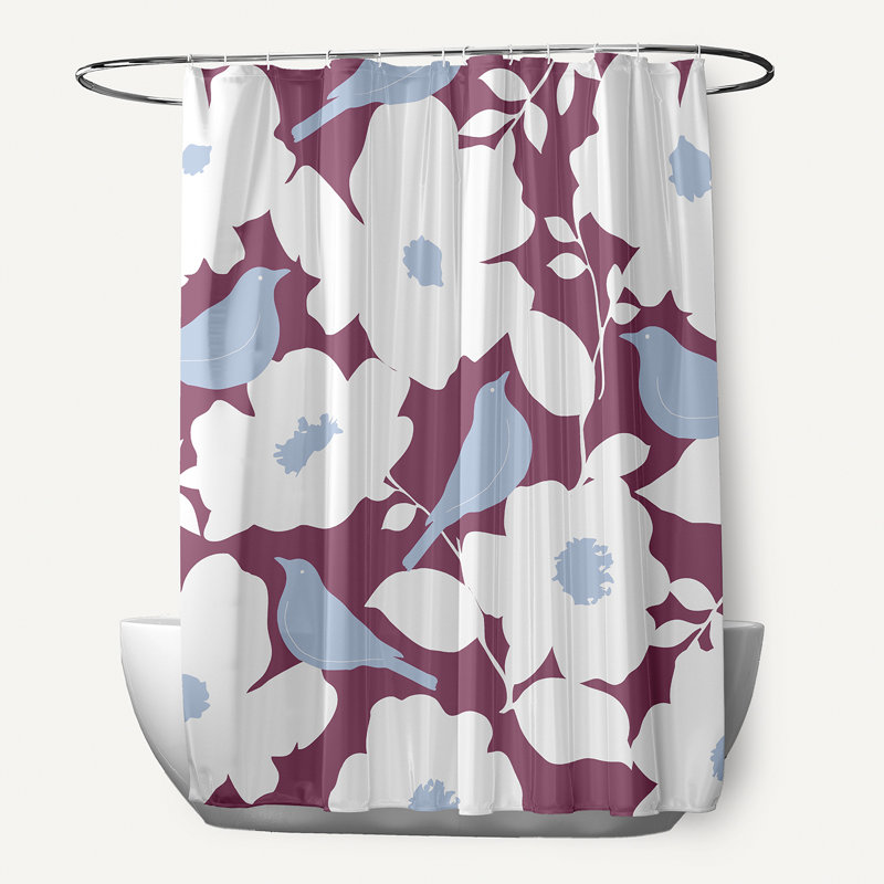 Rideau de douche simple à motif floral Christine, Mauve