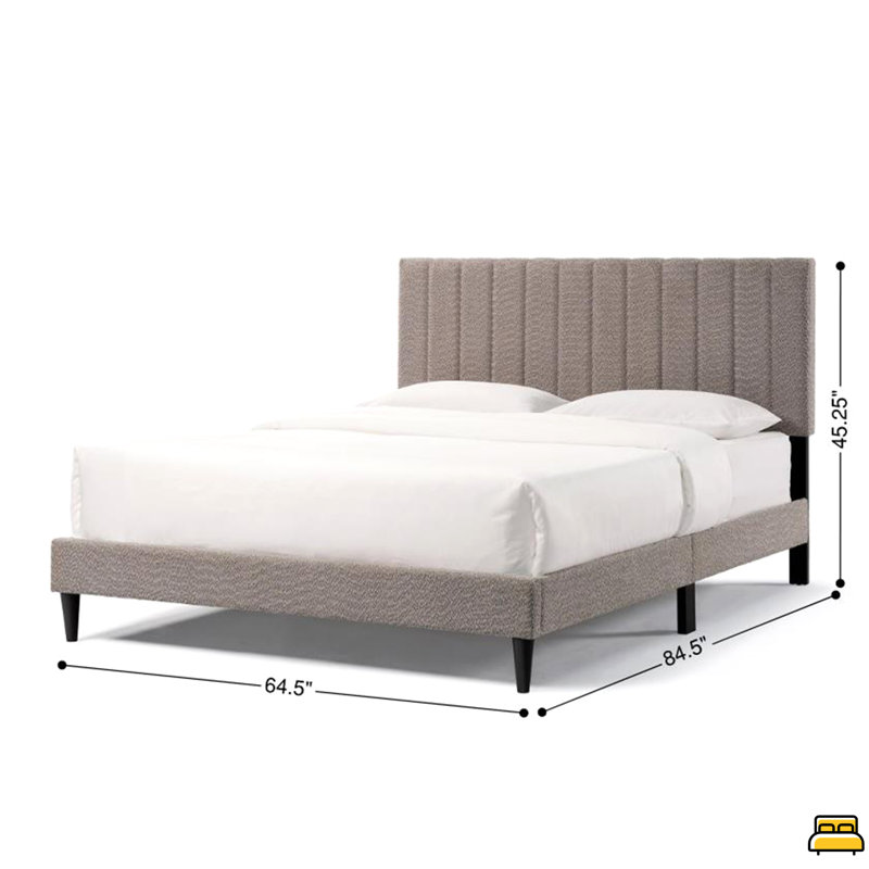 Lit plateforme tapissier touffeté - Grand, Gris