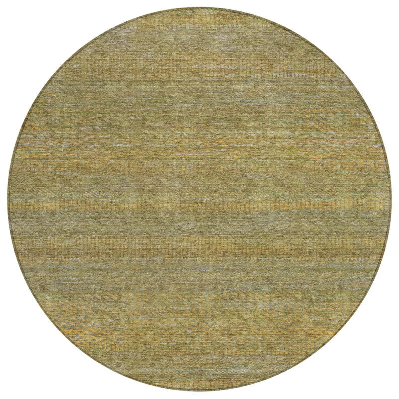 Elenore Green Washable Indoor-Outdoor Rug - , 8' x 8'