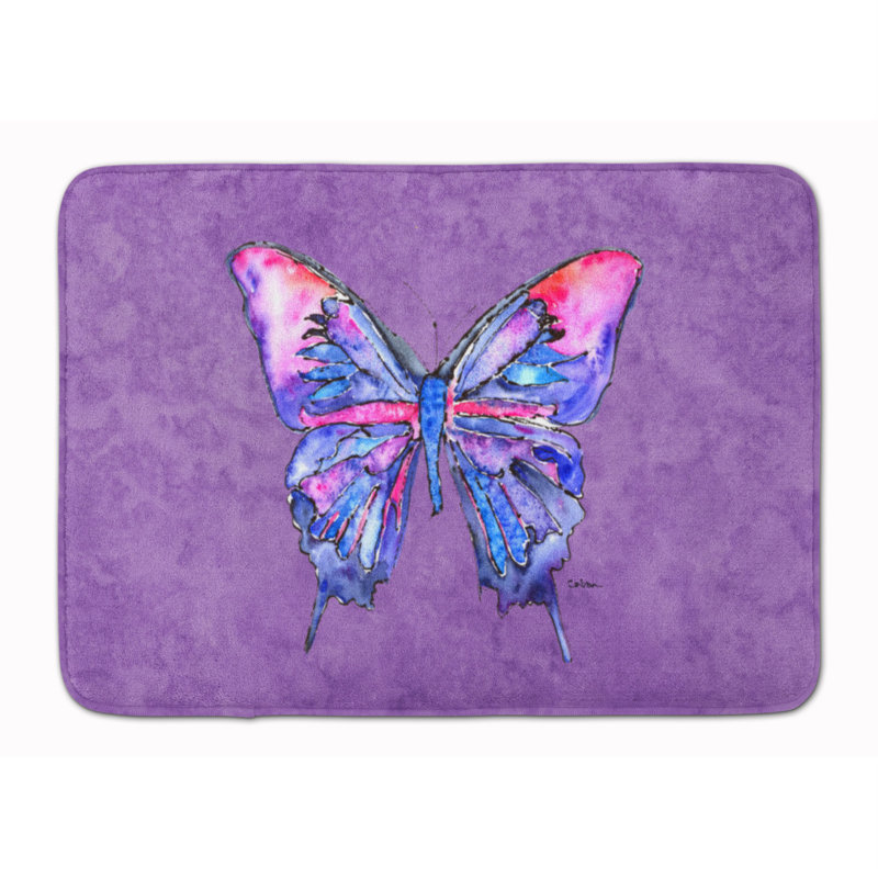 Tapis de bain en mousse à mémoire papillon, Mauve
