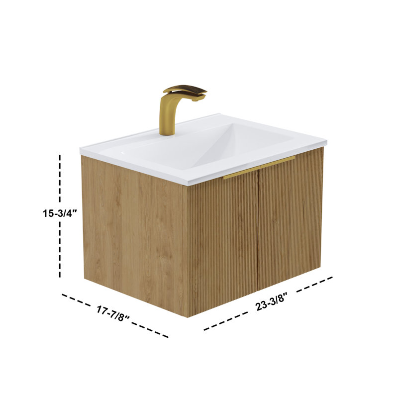 24" Single Vanity Set, Base, Ceramic Top, Natural