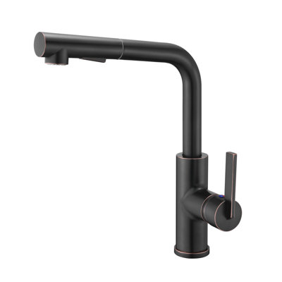 Hena Collection 1-Hole Installation Single Handle Kitchen Faucet with Pull Out Spout Sprayer - Oil Rubbed Bronze