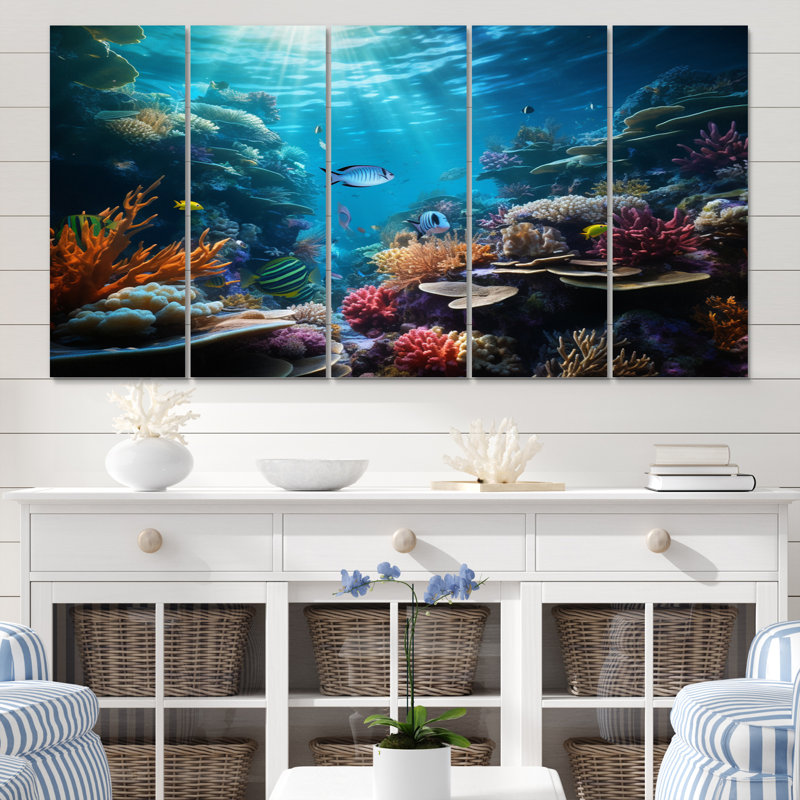 Ensemble de 5 décorations murales Coral Seascape III