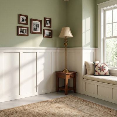 Ensemble de lambris à peindre Premade, lattes à moulure tout-en-un 94,5 x 54 po