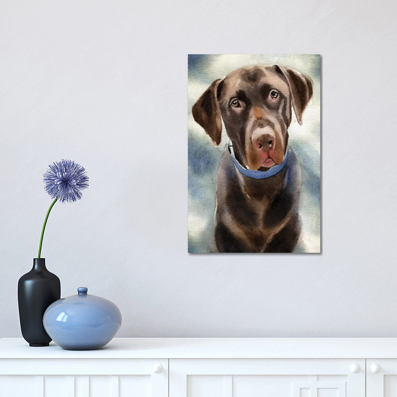 Chocolate Lab Portrait by Rachel Parker - Painting on Canvas, 45.72cm H x 30.48cm W x 1.91cm D, Wrapped Canvas