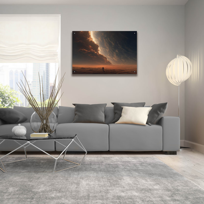 Art mural en verre épique «Marz Sunset» par Ann Klee, 36 po x 24 po, H 24 po x l 36 po