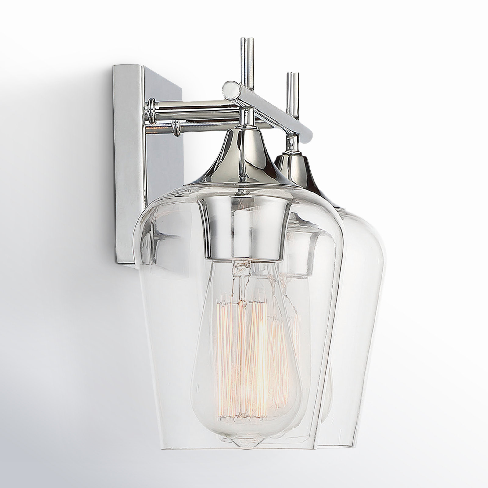 Breena Dimmable Vanity Light, Clear, Satin Nickel