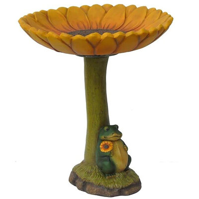 Bird Bath Feeder Standing Resin Bird Bath Bowl Tray Sunflower Garden Standing Feeder Garden For Lover