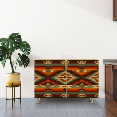 Sideboard Buffet Cabinet with Storage Tribal southwestern native american navajo seamless Ethnic fashion with 2 Doors for Living Room and Kitchen