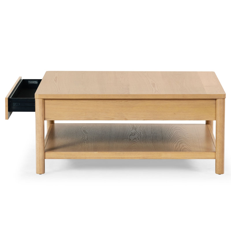 Jaylessa Wood 1 Drawer Coffee Table, Natural