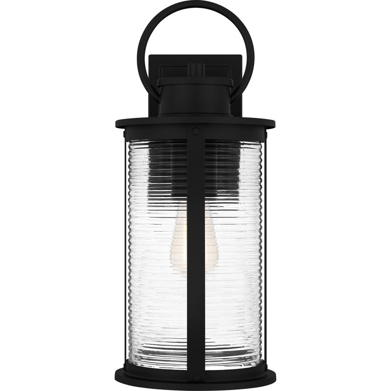Abhiraam 1-Light Matte Black Outdoor Wall Lantern, 18" H x 7.5" W x 8.75" D