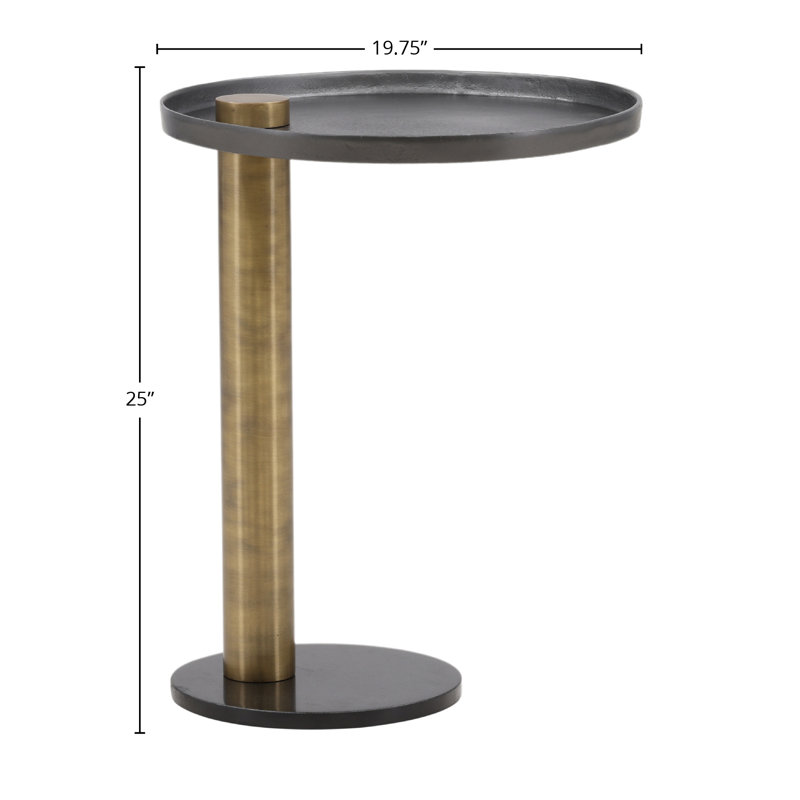 Yara End Table Black, 25" H x 19.75" W x 19.75" D, Cast Aluminum