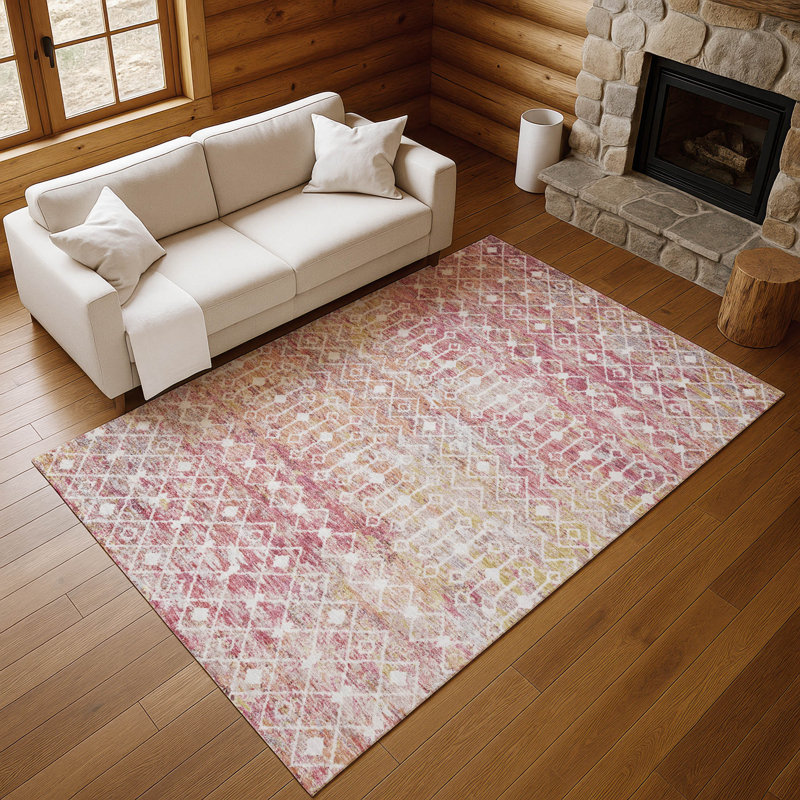 Tapis géométrique Premium lavable à la machine Brennon AMF1638, Rectangle 10 pi x 14 pi