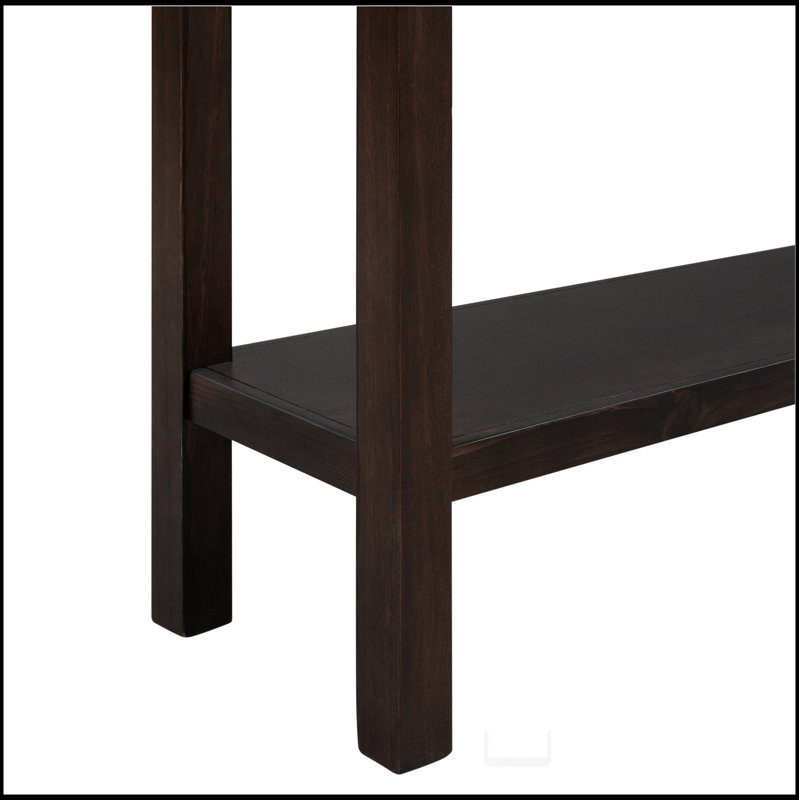 Rustic Entryway Console Table, 60" Long Sofa Table with two Different Size Drawers and Bottom Shelf for Storage, Espresso