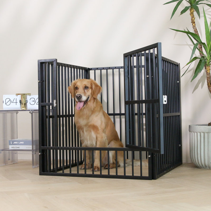 Heavy Duty Black Metal Dog Playpen with Lockable Door