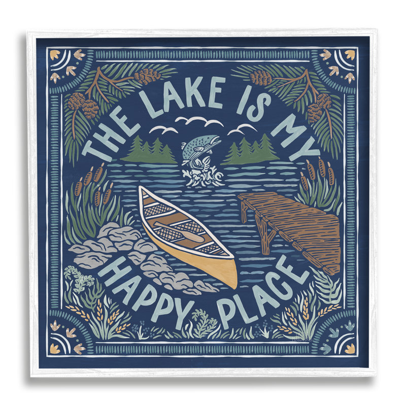 «Stupell Industries Lake Happy Place», art mural sur toile par Laura Marshall, H 17 po x l 17 po x P 1,5 po