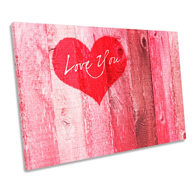 Love You Heart Valentines - Wrapped Canvas Print, 40.6cm H x 61cm W x 2cm D