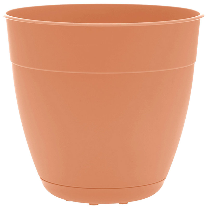 Jardinière intérieure / extérieure en plastique recyclé Dayton avec soucoupe attachée, H 12 po x l 12 po x P 12 po, Corail