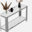 Console supérieure et inférieure en verre trempé à double couche et cadre en acier inoxydable à finition miroir-596415470-596415467