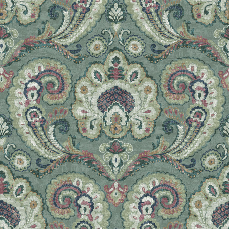 Papier peint cachemire couleur pétrole, Paisley Tapestry Petrol Wallpaper