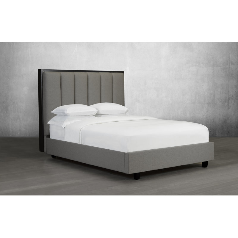 Lit plateforme avec rangement rembourré Halstead, Beige, Grand