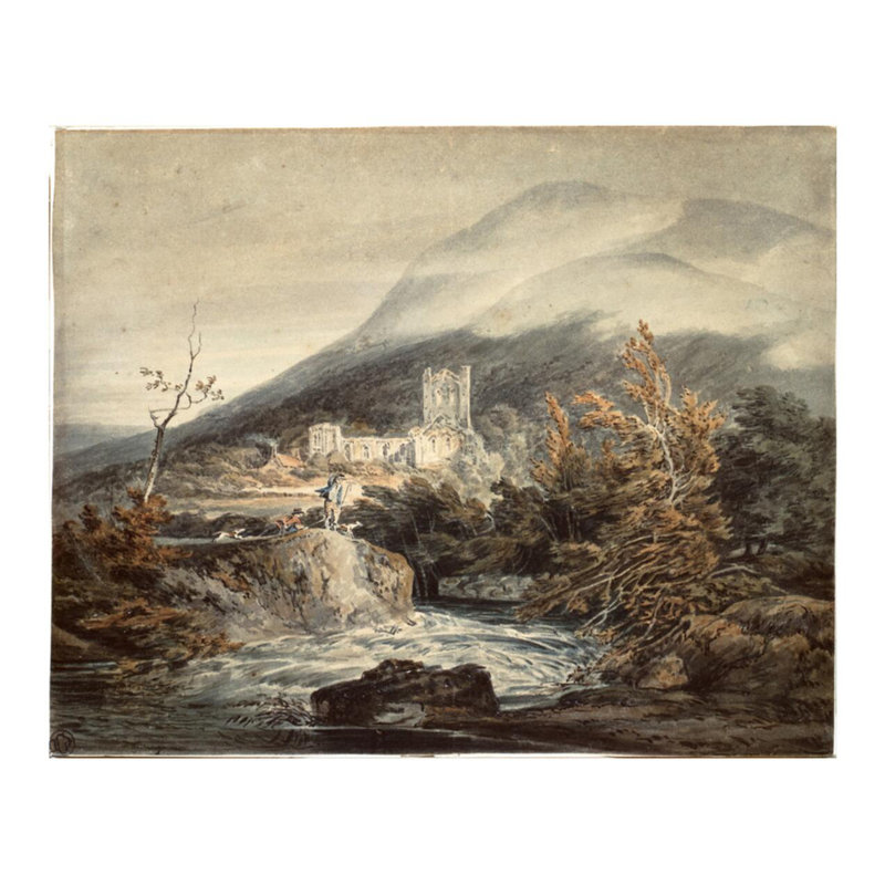 «Llanthony Abbey Monmouthshire» par Joseph Mallord William Turner - Estampe numérique, H 22 po x l 28 po