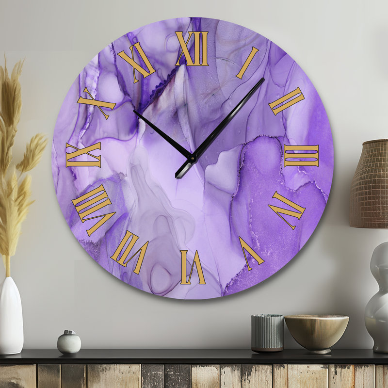 Horloge murale Tender, Grand, Mauve / doré